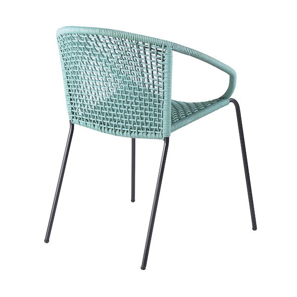 Armen Living Snack Indoor Outdoor Stackable Steel Dining Chair with Wasabi Rope - Set of 2 - LCSNSIWSB