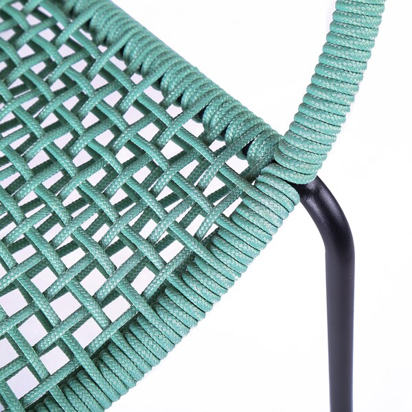 Armen Living Snack Indoor Outdoor Stackable Steel Dining Chair with Wasabi Rope - Set of 2 - LCSNSIWSB