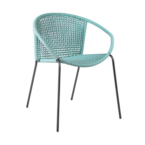 Armen Living Snack Indoor Outdoor Stackable Steel Dining Chair with Wasabi Rope - Set of 2 - LCSNSIWSB