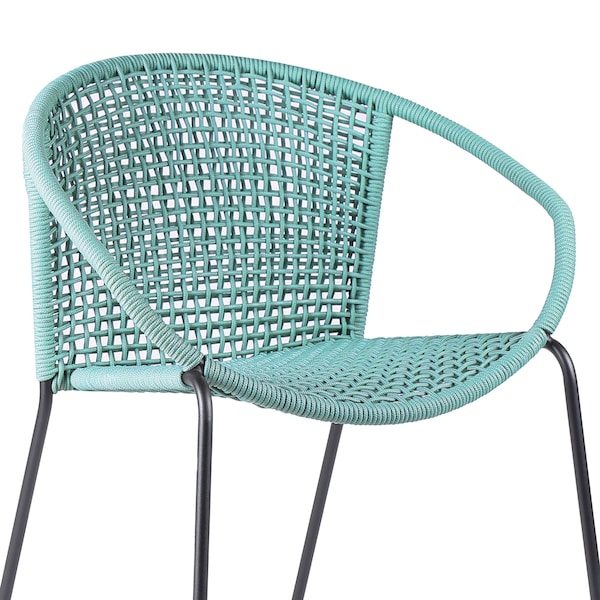 Armen Living Snack Indoor Outdoor Stackable Steel Dining Chair with Wasabi Rope - Set of 2 - LCSNSIWSB