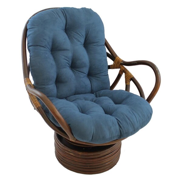 International Caravan Rattan Swivel Rocker with Micro Suede Cushion, Indigo - 3310-MS-IN