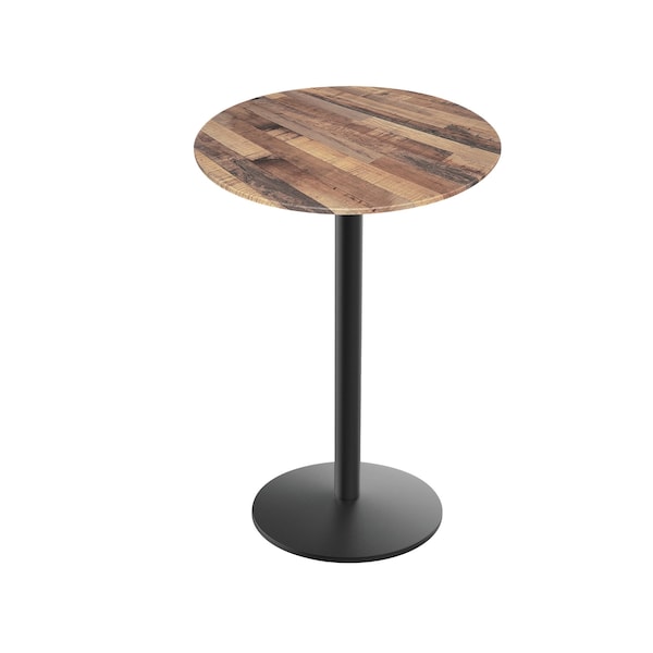 Holland Bar Stool Co 36 Tall OD214 Black Table Base w22 Diameter foot and 32 Diameter Rustic Top, IndoorOutdoor - OD214-2236BWODS32RRUSTIC