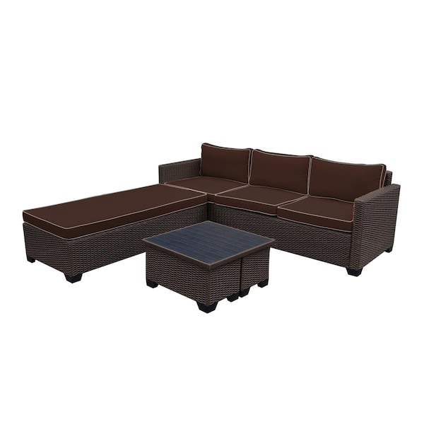 Jeco 5 Piece Saint Helena Conversation Set with Brown Cushion - W00503-FS007
