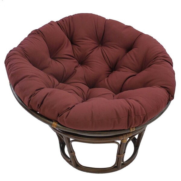 International Caravan 42 in. Rattan Papasan Chair with Solid Twill Cushion, Burgundy - 3312-TW-BG