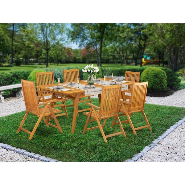 Invernadero 7 Piece Denison Outdoor Dining Set - Natural Oil - IN2243428