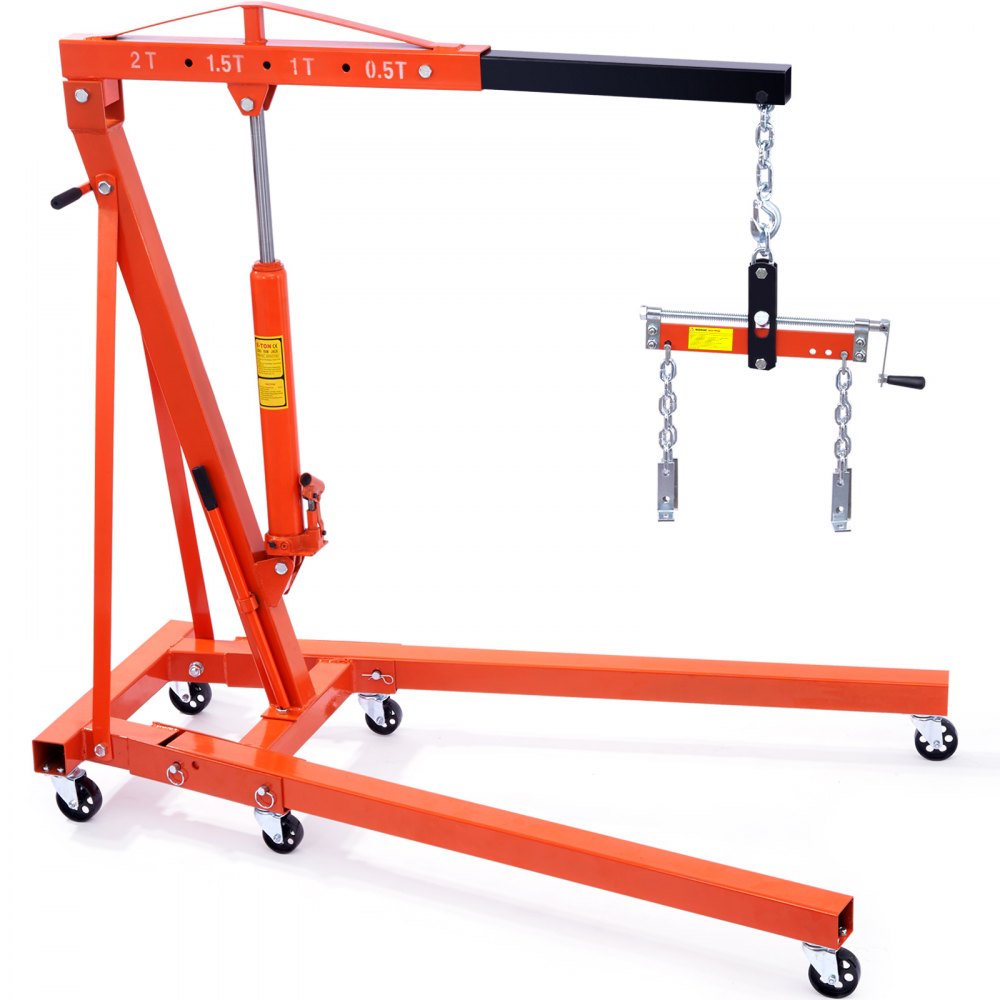 VEVOR Hydraulic Engine Hoist with Lever, 2 Ton/4400 LBS Heavy-duty Cherry Picker Shop Crane, Foldable Engine Crane and Engine Hoist leveler for Auto Repair, Motors, Weights Lifting, Loading - ZDSFDJQZJCJH2V44JV0