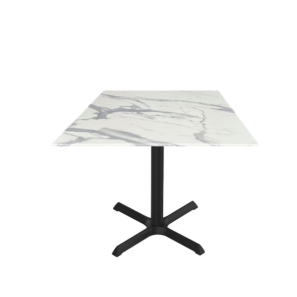 Holland Bar Stool Co 30 Tall OD211 Black Table Base w30x30 foot and 32x32 Square White Marble Top, IndoorOutdoor - OD211-3030BWODS32SQWM