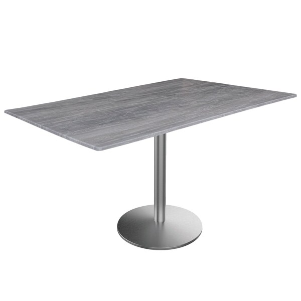 Holland Bar Stool Co 30 Tall OD214 St Steel Table Base w22 Diameter foot and 32x48 Greystone Top, IndoorOutdoor - OD214-2230SSODS3248GRYSTN