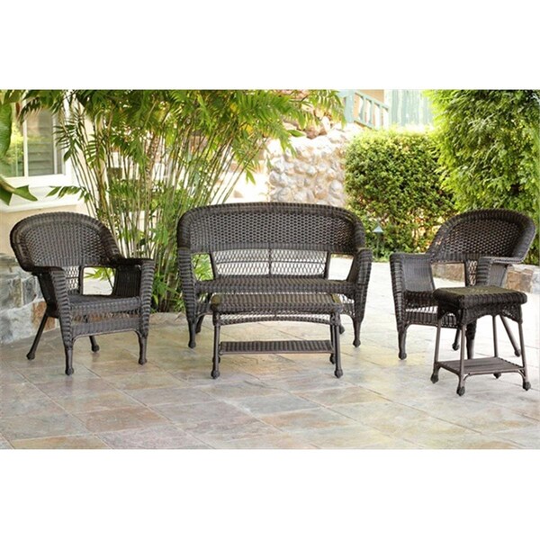 Jeco 5 Piece Espresso Wicker Conversation Set - W00201-G-OT