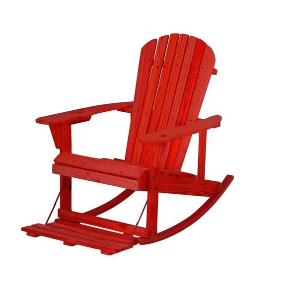 Cama Zero Gravity Collection Red Adirondack Rocking Chair with Built-in Footrest - CA2535417