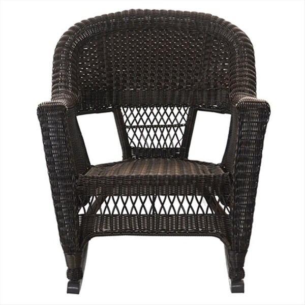 Jeco Jeco W00201R-A-2-RCES 3 Piece Espresso Rocker Wicker Chair Set - W00201R-A_2-RCES