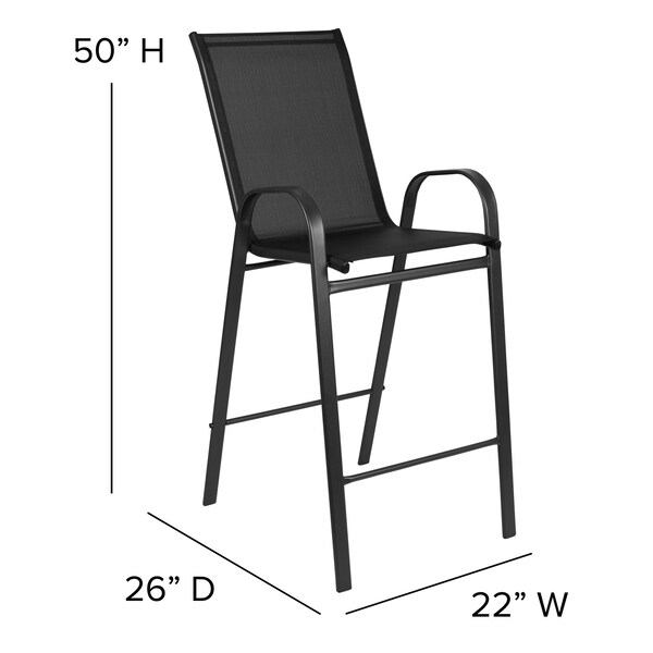 Flash Furniture 3 Piece Glass Bar Patio Table Set with 2 Barstools - TLH-073H092H-B-GG