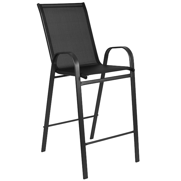 Flash Furniture 3 Piece Glass Bar Patio Table Set with 2 Barstools - TLH-073H092H-B-GG