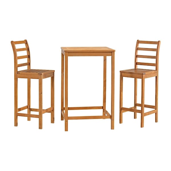 Guarderia Brandon Acacia Wood Outdoor Bar Height Bistro Set - Set of 3 - GU3238753