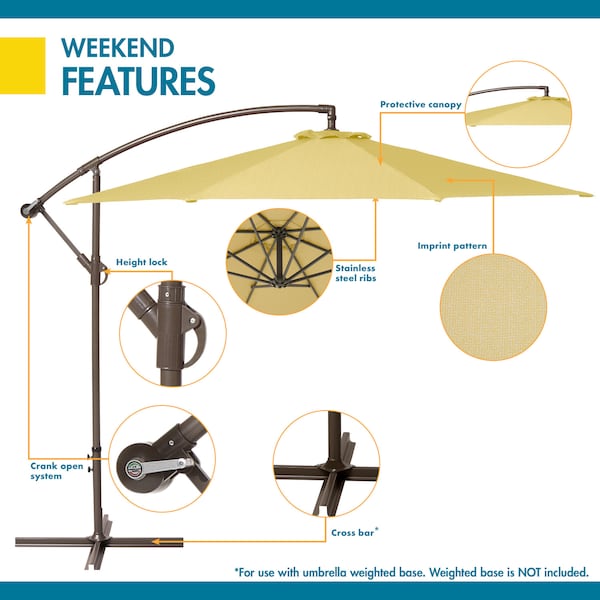 Classic Accessories Weekend 10 Ft Patio Cantilever Umbrella, Straw - USWUMB12096