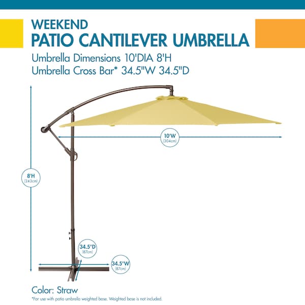Classic Accessories Weekend 10 Ft Patio Cantilever Umbrella, Straw - USWUMB12096