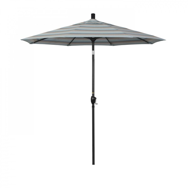 California Umbrella 7.5' Black Aluminum Market Patio Umbrella, Sunbrella Gateway Mist - 194061338216