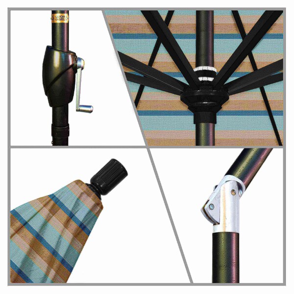 California Umbrella 7.5' Black Aluminum Market Patio Umbrella, Sunbrella Gateway Mist - 194061338216
