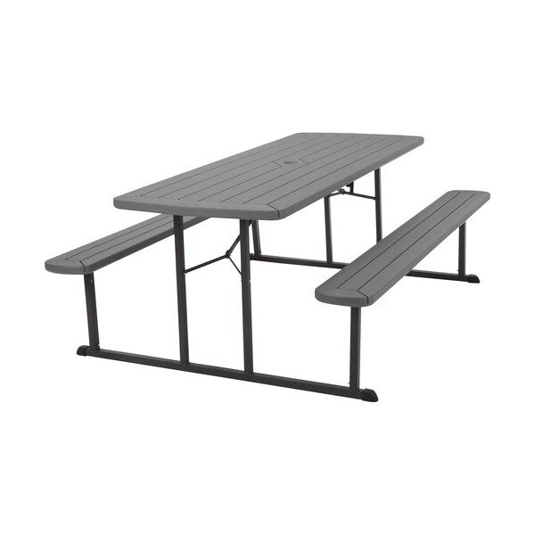 Cosco Home And Office Products Picnic Table, w/Benches, Foldable, 800 lb Cap, 6ft , Dark Gray - CSC87902DGR1E