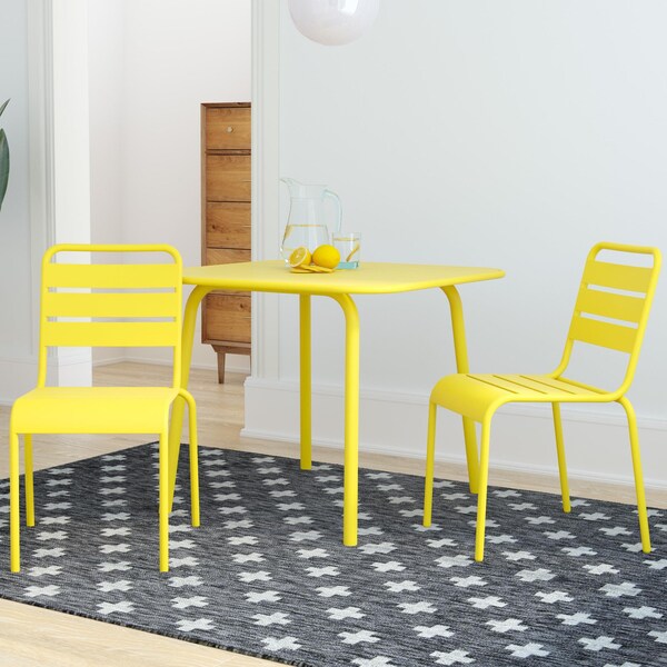 Cosco Novogratz Poolside Gossip Collection, June Outdoor/Indoor Square Dining Table, Yellow - 88956YLW1E