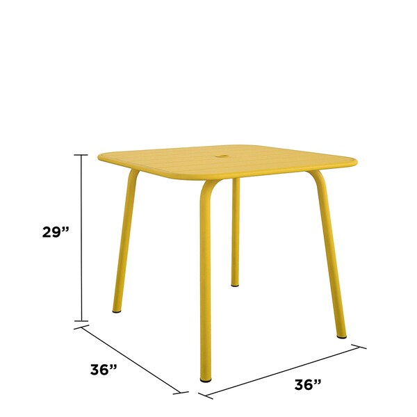 Cosco Novogratz Poolside Gossip Collection, June Outdoor/Indoor Square Dining Table, Yellow - 88956YLW1E