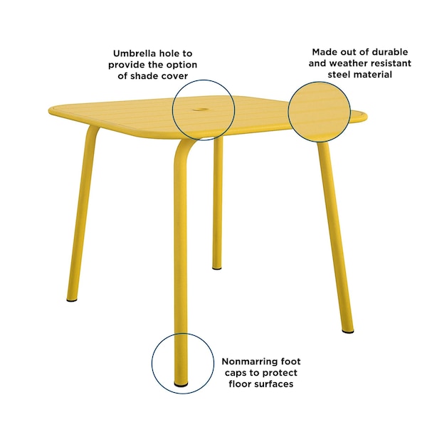Cosco Novogratz Poolside Gossip Collection, June Outdoor/Indoor Square Dining Table, Yellow - 88956YLW1E
