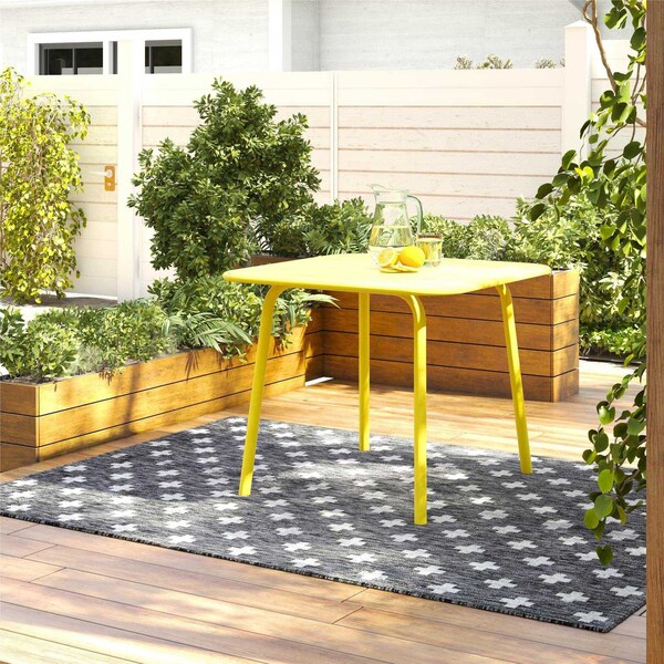 Cosco Novogratz Poolside Gossip Collection, June Outdoor/Indoor Square Dining Table, Yellow - 88956YLW1E