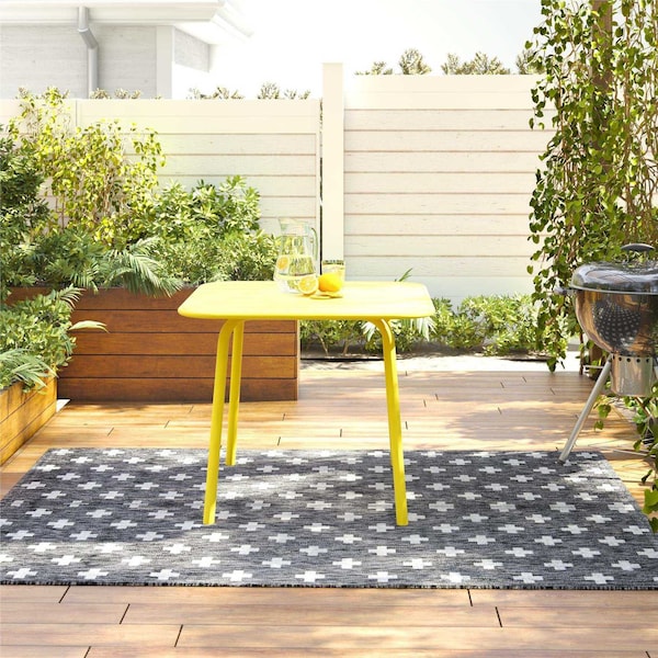 Cosco Novogratz Poolside Gossip Collection, June Outdoor/Indoor Square Dining Table, Yellow - 88956YLW1E