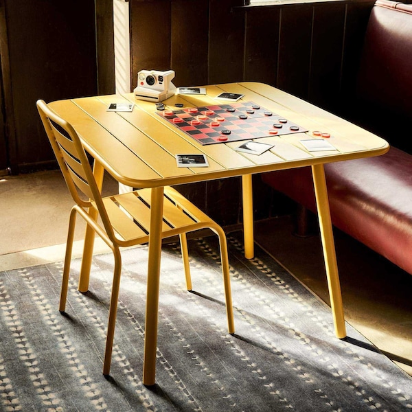 Cosco Novogratz Poolside Gossip Collection, June Outdoor/Indoor Square Dining Table, Yellow - 88956YLW1E