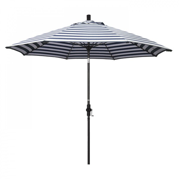 California Umbrella Patio Umbrella, Octagon, 101" H, Olefin Fabric, Navy White Cabana Stripe - 194061028100