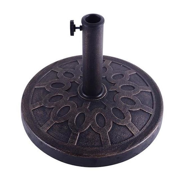 Grillgear Round Decorative Cast Stone Umbrella Holder Base; Bronze - 17.5 in. - GR105934