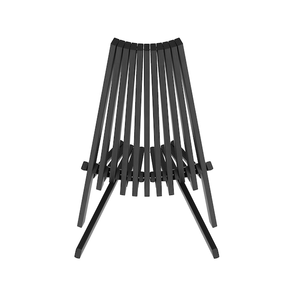 Flash Furniture Delia Indoor/Outdoor Folding Acacia Wood Chair, Low Profile Lounge for Patio, Porch, Garden, Black - LTS-0441-BK-GG