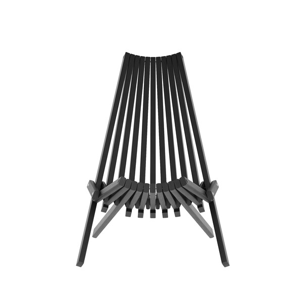 Flash Furniture Delia Indoor/Outdoor Folding Acacia Wood Chair, Low Profile Lounge for Patio, Porch, Garden, Black - LTS-0441-BK-GG