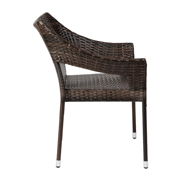 Flash Furniture Espresso PE Rattan Wicker Patio Dining Chair, 4PK - 4-TT-TT02-ESP-GG