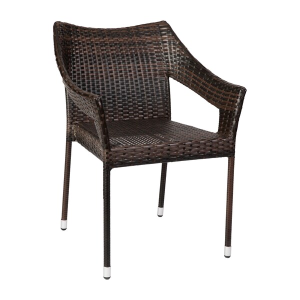 Flash Furniture Espresso PE Rattan Wicker Patio Dining Chair, 4PK - 4-TT-TT02-ESP-GG