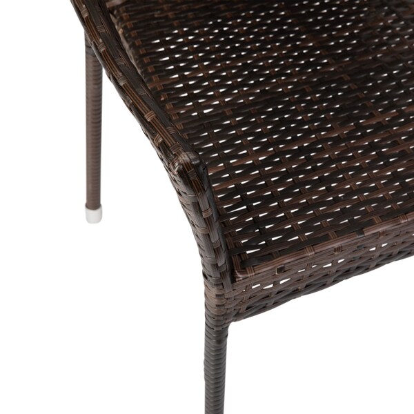 Flash Furniture Espresso PE Rattan Wicker Patio Dining Chair, 4PK - 4-TT-TT02-ESP-GG