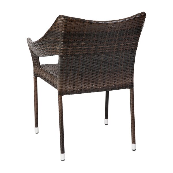 Flash Furniture Espresso PE Rattan Wicker Patio Dining Chair, 4PK - 4-TT-TT02-ESP-GG