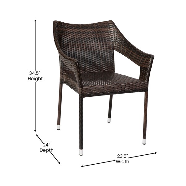 Flash Furniture Espresso PE Rattan Wicker Patio Dining Chair, 4PK - 4-TT-TT02-ESP-GG
