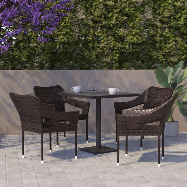 Flash Furniture Espresso PE Rattan Wicker Patio Dining Chair, 4PK - 4-TT-TT02-ESP-GG