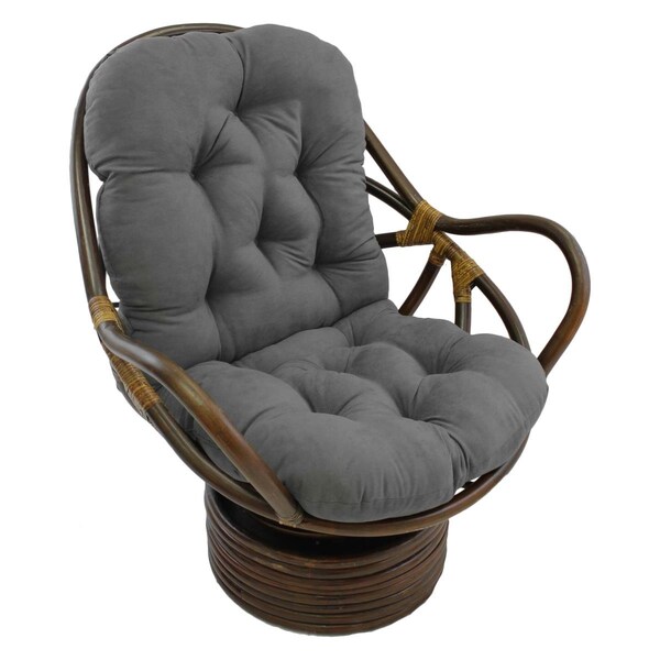 International Caravan Rattan Swivel Rocker with Micro Suede Cushion, Grey - 3310-MS-GY