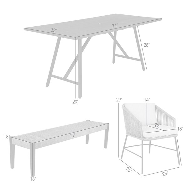 Armen Living Koala Calica and Camino 5 Piece Outdoor Dining Set with Dark Eucalyptus Wood - 840254333796
