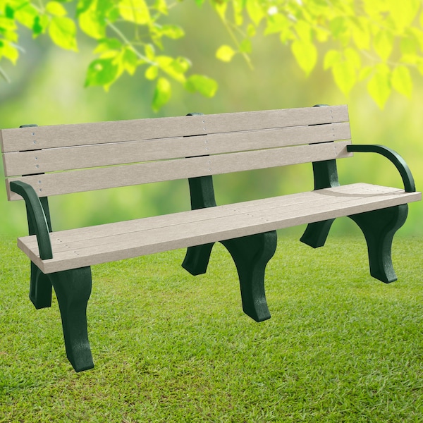 Dogipark Backed Poly Bench, 6 Ft., Green and Sand - 7713-GS