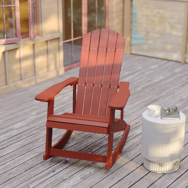 Flash Furniture Red Poly Resin Adirondack Style Rocking Chair - JJ-C14705-RED-GG