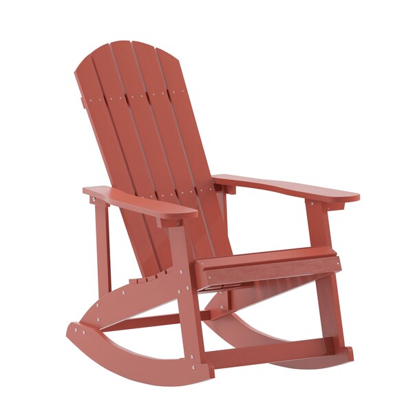Flash Furniture Red Poly Resin Adirondack Style Rocking Chair - JJ-C14705-RED-GG