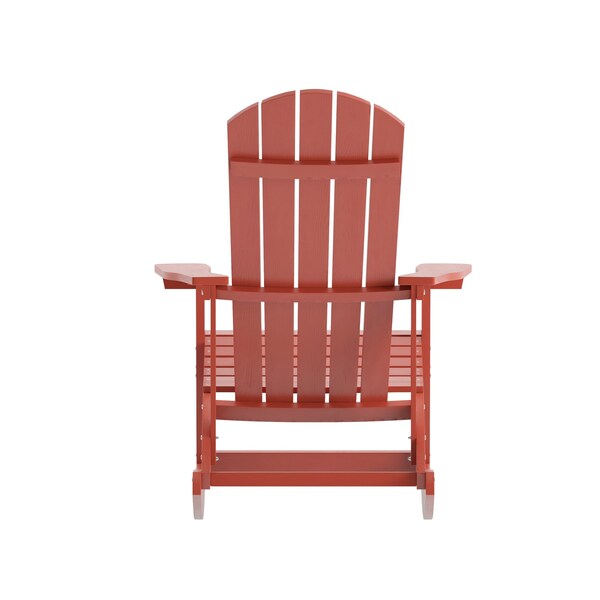 Flash Furniture Red Poly Resin Adirondack Style Rocking Chair - JJ-C14705-RED-GG