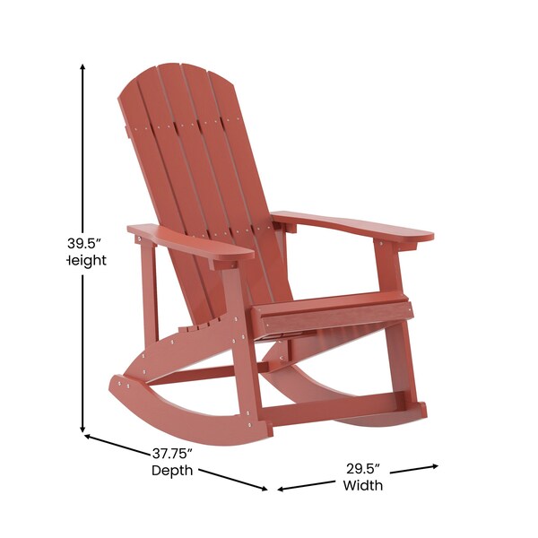Flash Furniture Red Poly Resin Adirondack Style Rocking Chair - JJ-C14705-RED-GG