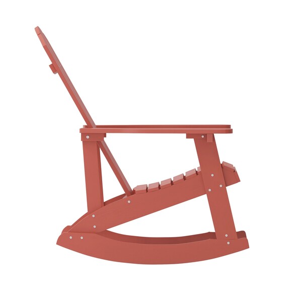 Flash Furniture Red Poly Resin Adirondack Style Rocking Chair - JJ-C14705-RED-GG