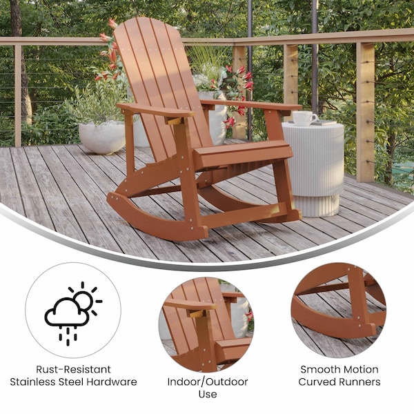 Flash Furniture Red Poly Resin Adirondack Style Rocking Chair - JJ-C14705-RED-GG