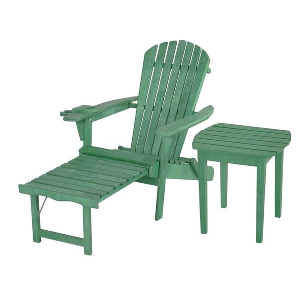 Cama Oceanic Collection Adirondack Chaise Lounge Chair Foldable, cup and glass holder, built in ottoman - CA3353069