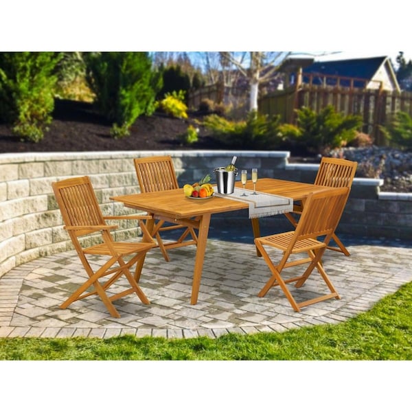 Invernadero 5 Piece Denison Outdoor Dining Set - Natural Oil - IN3513900